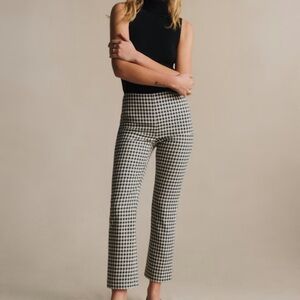 Sezane Ciara Pant - black & white gingham cropped pants